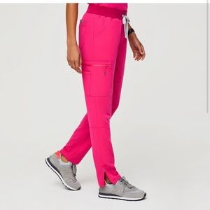 XS Shocking Pink Figs Yola Pants With Yoga Waistband